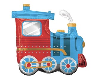Happy 2nd Birthday Backdrop - Choo Choo Train Theme Photo Background With Balloons