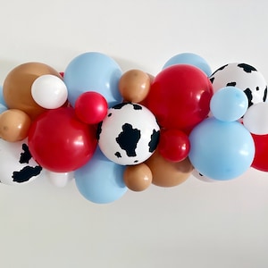 Cow Party Balloon Garland, Baryard Balloon Garland, Farm Party Decorations, Cow Print and Red Balloon Backdrop COL453