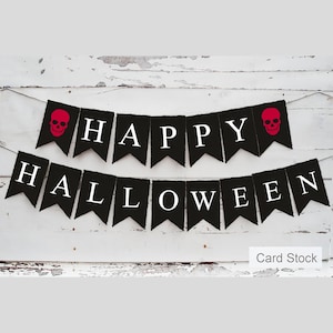 Happy Halloween Banner | Halloween Party Decorations | October Birthday Party | Spooky Season | Skull Banner