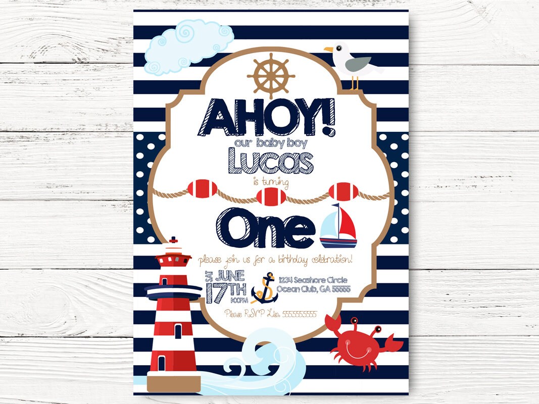 Nautical 1St Birthday Invitations 2