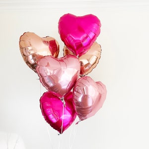 トップス shop faerie heart balloons set up Pink Heart Balloon Set | Valentines Day Decor | Foil Heart