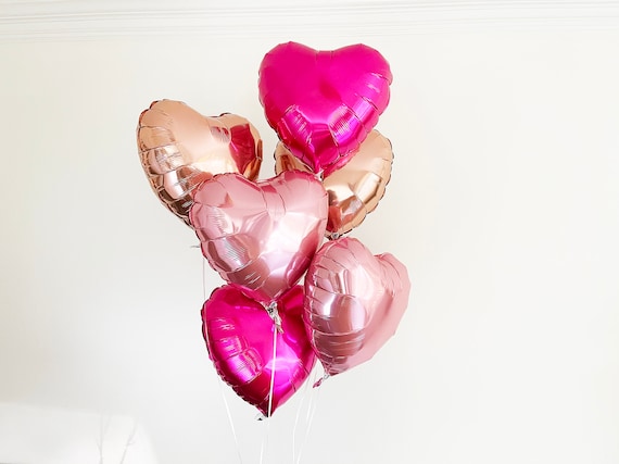 Conjunto de globos de corazón rosa / Decoración del día de San