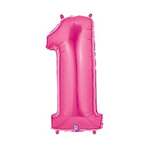 Large Pink One Balloon, 34 inch Pink Foil Number One Balloon, Pink 1st Birthday Balloon