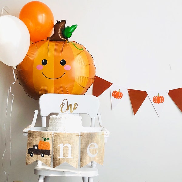 Fall First Birthday Collection | Pumpkin Party Decor with Balloons | Pumpkin 1st Birthday Banner | Smash Cake Kit | COL010