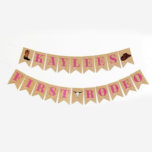 Personalized First Rodeo Banner, 1st Birthday Party Sign, Personalized Cowgirl Western Birthday Banner P367