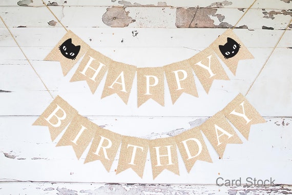 Cat Happy Birthday Banner, Kitten Birthday Party Decor, Pet Birthday Party Decor, Cat Party Decorations, Kitten Birthday Party Decor Il_570xn
