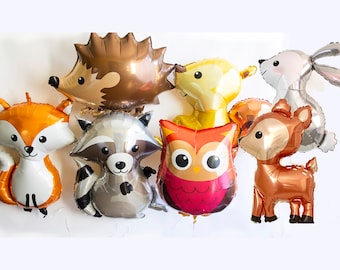 Woodland Animal Balloons | Woodland Party Decor | Fox Balloon Party Props | Raccoon Balloon| Woodland Baby Shower | Fox Birthday Decoration