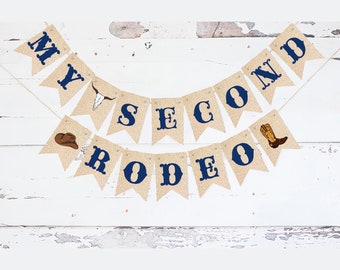 Western Second Birthday Party, Western Party Decor, My 2nd Rodeo Cardstock Banner, Cowboy Birthday Decoration, Rodeo Theme Party Sign P318
