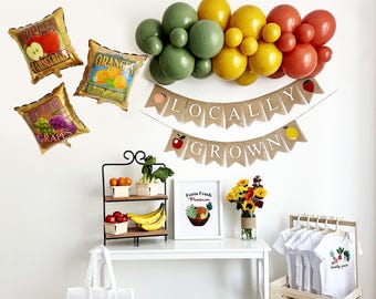 Farmers Market Party Decor, Locally Grown Baby Shower, Balloon Party Kit, Green Yellow Party Decorations, Neutral Balloon Backdrop
