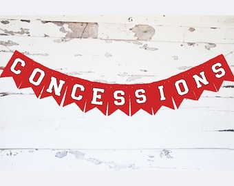Red Concessions Banner, Concessions Stand Sign, Sporting Event Decorations, Sports Birthday Party, Cincessions Sign P273
