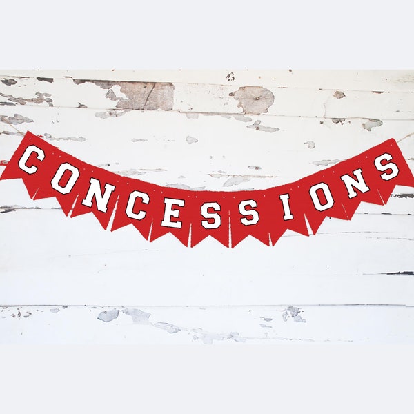 Red Concessions Banner, Concessions Stand Sign, Sporting Event Decorations, Sports Birthday Party, Cincessions Sign P273