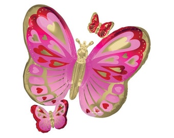 Pink Butterfly Balloon, Butterfly Party Décor, Spring Party Prop, Summer Birthday Foil Balloon, Butterfly Birthday Theme, Pink Party Decor