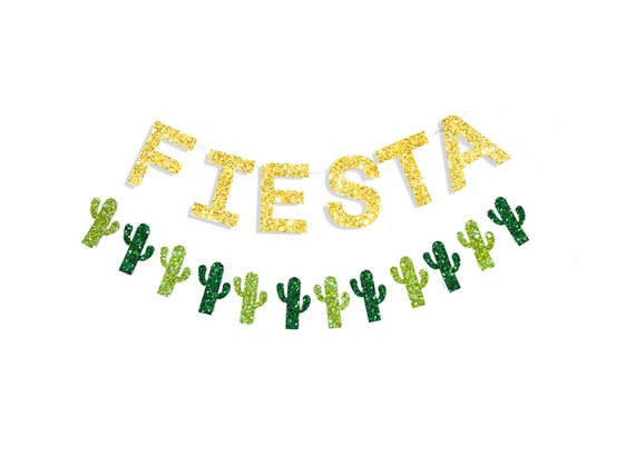 Fiesta Party Decorations, Fiesta Banners, Cactus Decorations, Gold Glitter Fiesta Banner, Cactus Banner, Fiesta Decorations, COL138 Il_570xn