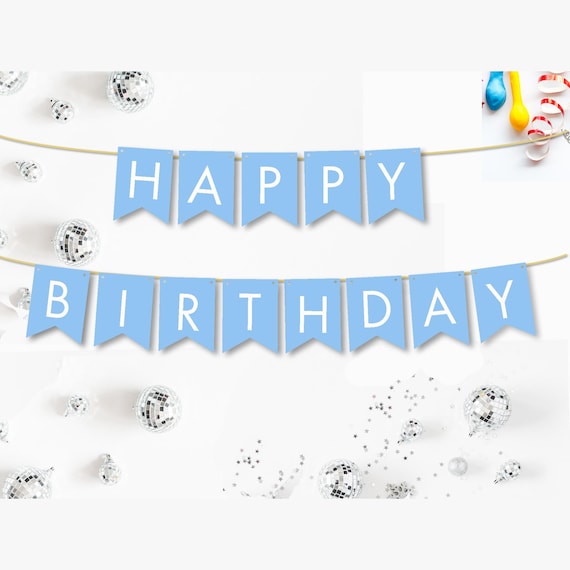 Funny Happy Birthday Banner – Blue Glitter Party Garland For Adults, Teens