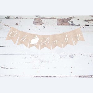 Oh Baby Bunny Banner, Baby Shower or Gender Reveal Party Decor, Easter Banner, Spring Baby Shower Decor, Baby Shower Banner,Oh Baby Sign