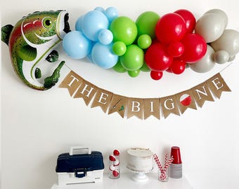 Il grande giorno / Festa del primo compleanno / Festa di pesca / OFishally One / Palloncino a forma di pesce persico / Articoli per la festa di pesca / Ghirlanda di palloncini /