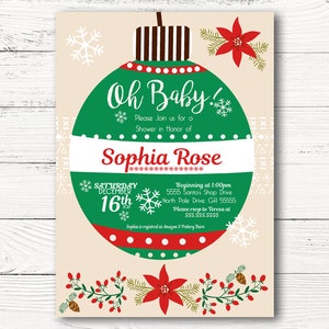 christmas themed baby shower invitations