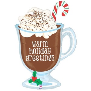 Large Hot Cocoa Holiday Balloon, Holiday Party Decor, Christmas Party Decoration, Warm Holiday Greetings Balloon, Holiday Decor