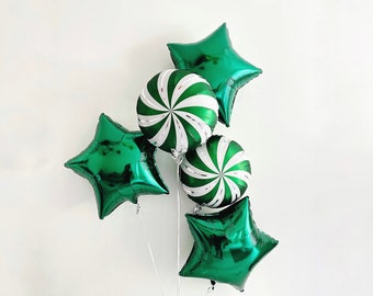 Christmas Party Decorations, Green Peppermint Balloons, Peppermint Party Decor, Green Candy Balloon COL516