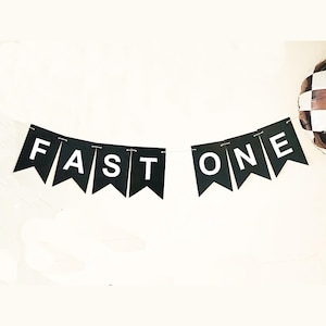 Fast One Card Stock Banner, Fast One Racing Birthday Party, First Birthday Banner, Race Car Party Decorations, 1st Birthday Party P203