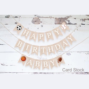 Personalized Sports Banner, Happy Birthday Banner, Soccer, Basketball, Baseball, Football Birthday Party, Sporty Party Decor, PB921