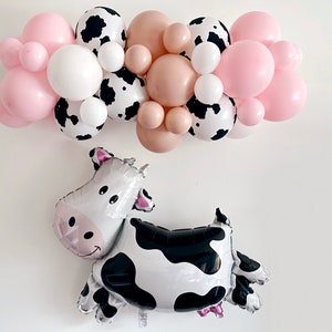 Cow Party Balloon Garland, Rodeo Balloon Garland, Farm Party Decorations, Cow Print and Pink Balloon Backdrop COL314