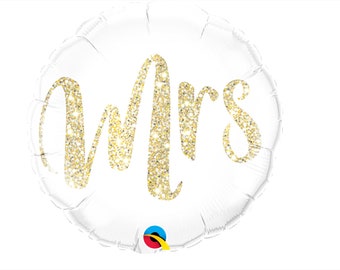 Palloncino Mrs / Decorazione per festa di fidanzamento / Palloncino in lamina Mrs con glitter oro / Accessorio per foto di fidanzamento / Accessorio per foto di matrimonio