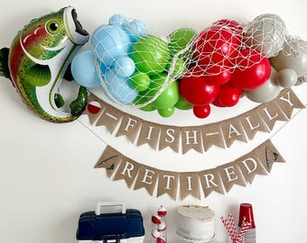 O-Fish-Ally Retired, Fishing Retirement Party, Retirement Party Decor, Fishing Party, Bass Fish Balloon, Happy Retirement, Fish Party Theme