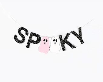 Spooky Banner | Halloween Party Decorations | Spooky Sign | Spooky Season Decor | Ghost Banner | October Birthday Decor
