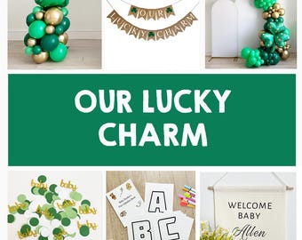 St Patrick's Day Baby Shower | Our Lucky Charm | | Baby Shower Decorations | Lucky One | Spring Baby Shower | It's A Boy