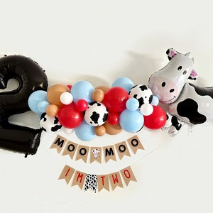Cow Party Decor, Second Birthday Kit, Farm Birthday Party Decor, Cow Party Decorations, Cow Balloons Garland, Cow Balloon Decor