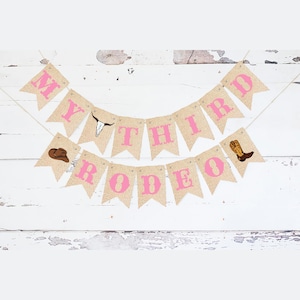 Western Third Birthday Party, Western Party Decor, My 3rd Rodeo Cardstock Banner, Cowgirl Birthday Decoration, Rodeo Theme Party Sign P271