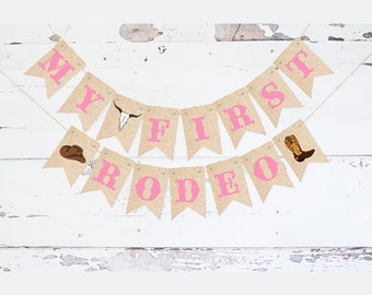 Western First Birthday Party, Western Party Decor, My 1st Rodeo Cardstock Banner, Cowgirl Birthday Decoration, Rodeo Theme Party Sign P269