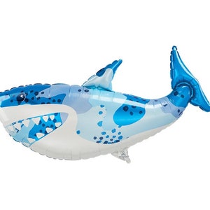 Shark Balloon | Blue and White Shark Party Décor | Jaws Party Prop | Shark Attack Party Decorations