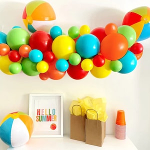 Orange Beach Ball Birthday Party | Colorful Summer Balloons | Pool Party Props | Summer Beach Party Decor | COL468