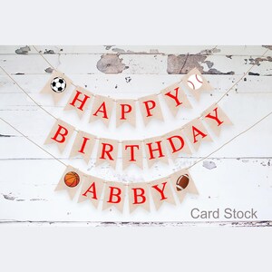 Personalized Sports Banner, Happy Birthday Banner, Soccer, Basketball, Baseball, Football Birthday Party, Sporty Party Decor, P376