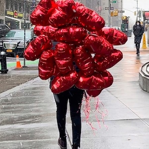 Red Heart Balloons | Valentines Day Decor | Foil Heart Shaped Balloon Props | Mother&#39;s Day Balloons