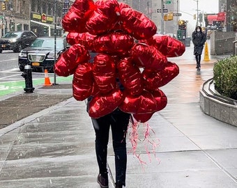 Red Heart Balloons | Valentines Day Decor | Foil Heart Shaped Balloon Props | Mother's Day Balloons