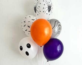 Halloween Balloon Bouquet | Halloween Balloons | Halloween Birthday Party Decorations | Bat and Spider Balloons | Ghost Balloon