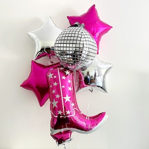 Cowgirl Balloons | Disco Rodeo Party Balloons | Nashville Party Decor | Bachelorette Party Theme | Cowgirl Boot Balloon