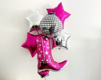 Cowgirl Balloons | Disco Rodeo Party Balloons | Nashville Party Decor | Bachelorette Party Theme | Cowgirl Boot Balloon