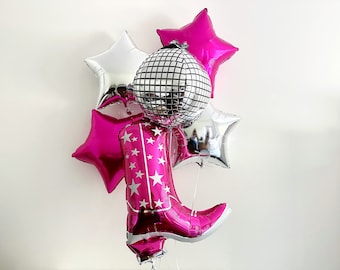 Cowgirl Balloons | Disco Rodeo Party Balloons | Nashville Party Decor | Bachelorette Party Theme | Cowgirl Boot Balloon