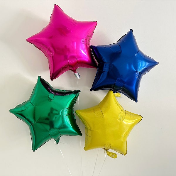 Bright Star Balloon Bouquet, Foil Star Balloon, Birthday Party Decorations, Bright Color Party Decorations, Star Party Decor COL443