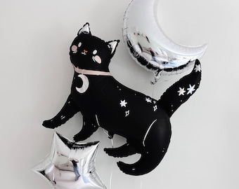 Black Cat Balloon Collection, Halloween Cat Balloon Decor, Cute Black Cat Balloon, Halloween Party Decor, Spooky Cat Halloween Decor