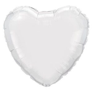 White Heart Balloon | Valentines Party Decor | I Love You Foil Balloon | White Heart Shape Mylar Balloon | White Accent Balloon