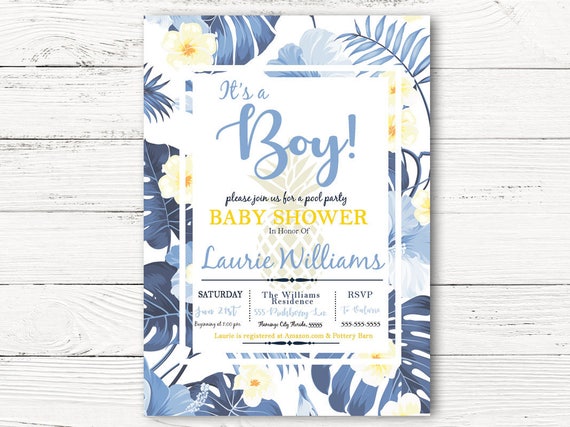 hawaiian themed baby shower invitations