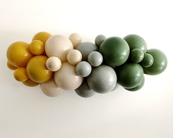 Boho Party Decor, Green Neutrals Balloon Garland, Balloon Party Kit, Green and Yellow Party Decorations, Neutral Balloon Backdrop