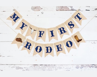 Primeira festa de aniversário ocidental, decoração de festa ocidental, banner de cartolina My 1st Rodeo, decoração de aniversário de cowboy, placa de festa temática de rodeio P317