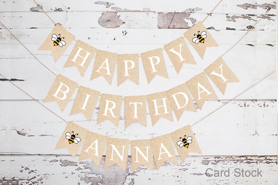 Personalized Happy Birthday Bumblebee Banner, Card Stock Banner, Busy Bee Birthday Party Decorations, Bumblebee Birthday Party, PB039 Il_570xn