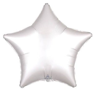 White Satin Star Balloon | Star Shaped Foil Balloon | Neutral Star Balloon | Space Party Balloon | Space Balloon | Star Party Decor